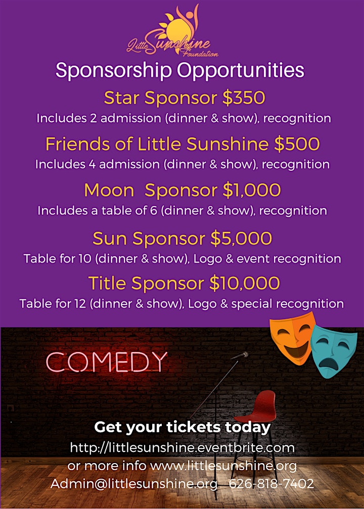 Little Sunshine Dinner and Comedy Show Fundraiser image