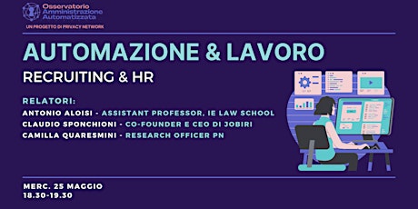 AUTOMAZIONE E LAVORO: Recruiting & HR biglietti