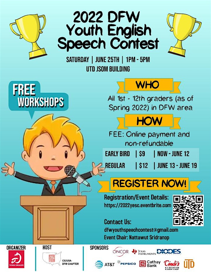 2022 DFW Youth English Speech Contest and Workshops image