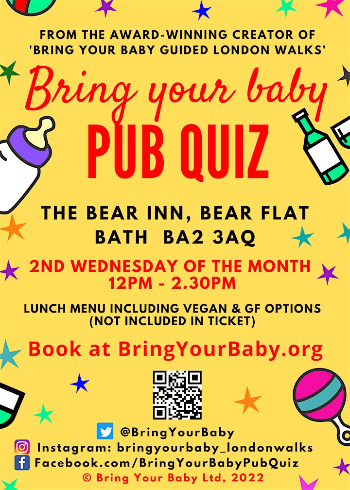 BRING YOUR BABY PUB QUIZ @ The Bear Inn, Bear Flats, BATH, SOMERSET (BA2) image