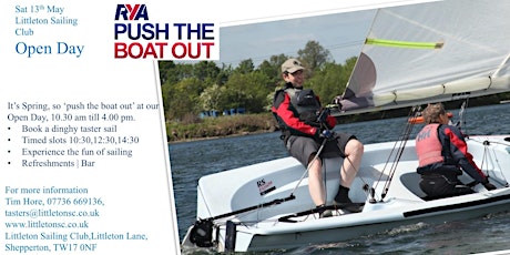 Littleton Sailing Club Open Day (13 May Session 2 12:30-14:00) primary image