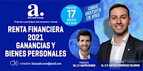 CURSO GRATUITO - Renta Financiera 2021 Ganancias y Bienes Personales tickets