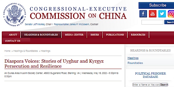 POSTPONED-ADAMS - Congressional(CECC) field hearing - Uyghur & Kyrgyz
