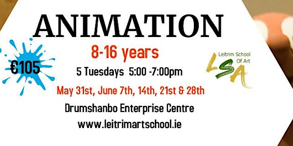 Animation, 8 -16 yrs, Tue , 5-7pm, May 31st, June 7,14,21 & 28