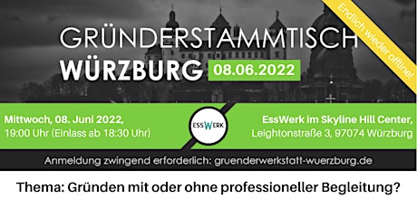 Hauptbild für Gründerstammtisch Würzburg 08. Juni 2022