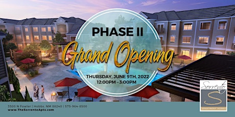 Grand Opening @ Sorrento Phase II tickets