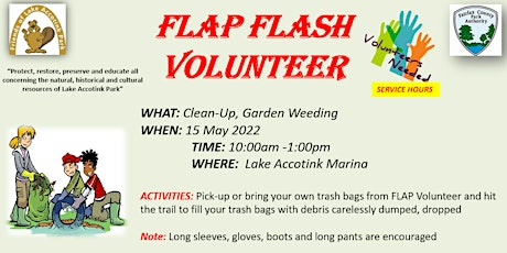FLAP FLASH  Lake Accotink Park Monthly  Clean-Up tickets