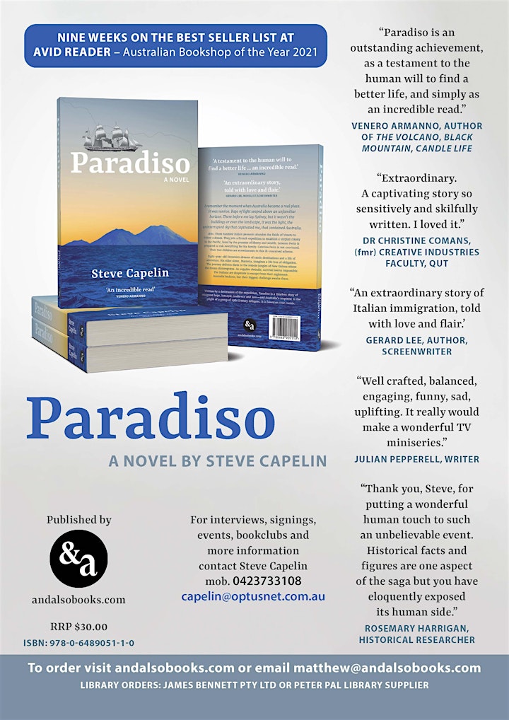 Paradiso A Novel. Sydney Book Launch. image