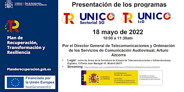 Presentación online Programas UNICO Sectorial 5G y UNICO I+D 6G