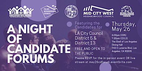 A Night of Candidate Forums - CD5 & CD13 tickets
