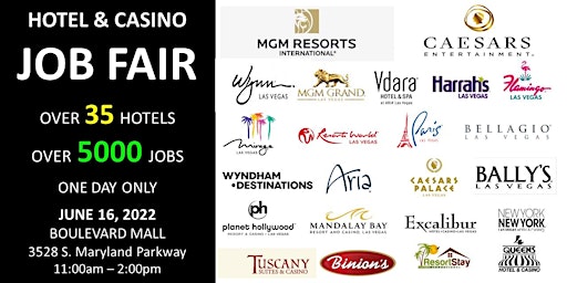 Hotel, Casino & Restaurant Job Fair - June 16, 2022