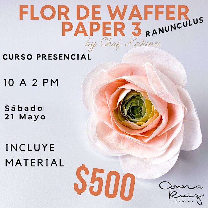 Imagen de Flor de Wafer Paper 3 (Ranunculus) Chef Karina G. en Anna Ruiz Store