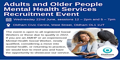 Oldham Council Mental Health Social Work Recruitment Event tickets