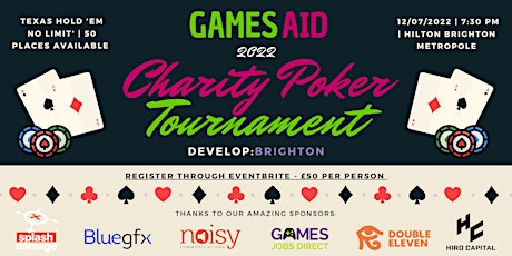 Games Aid Charity Poker Tournament at Develop: Brighton 2022 primary image