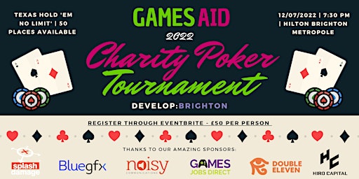 Games Aid Charity Poker Tournament at Develop: Brighton 2022