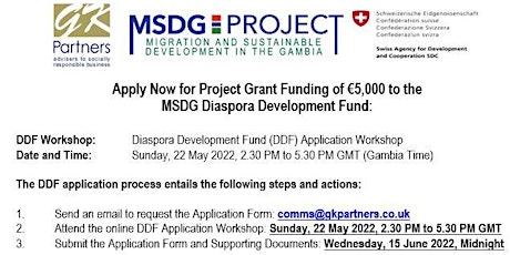 MSDG Diaspora Development Fund: Call for Application Workshop tickets
