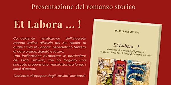 Et Labora...! - Presentazione del romanzo , visita guidata e apericena