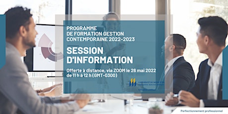Session d'info : Programme de formation en Gestion contemporaine 2022-2023 entradas