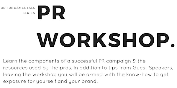 DE Fundamentals: PR Workshops For Entrepreneurs