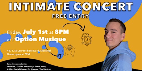 Intimate Concert at l'Option Musique tickets