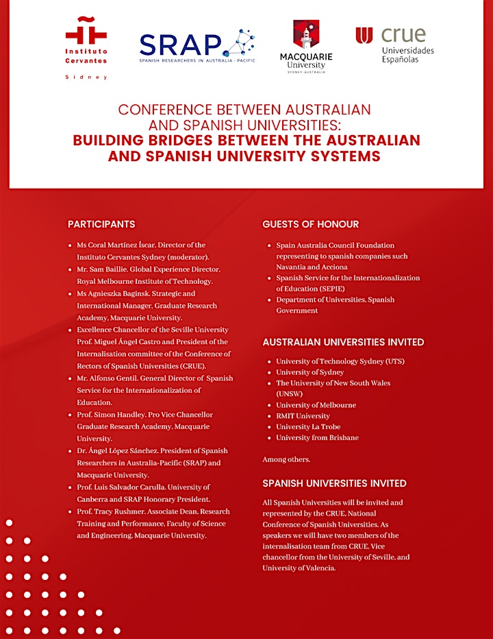 CONFERENCE: AUSTRALIAN AND SPANISH UNIVERSITIES (FACE TO FACE) image