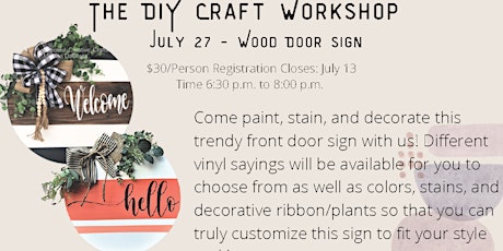 DIY  Craft Workshop: Wood Door Sign tickets