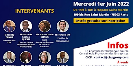 Business  contacts et conférences débats de la CICP  du 1er Juin à Paris billets