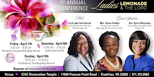 Image principale de WOMAN OF CHARACTER CONFERENCE - LADIES LEMONADE & THE LORD!