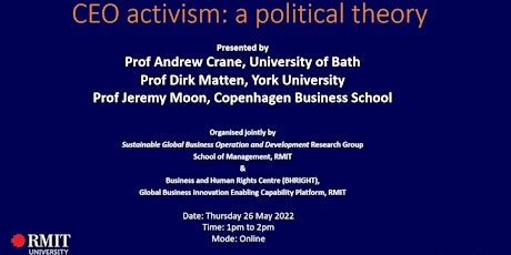 Research Webinar - CEO activism: a political theory tickets