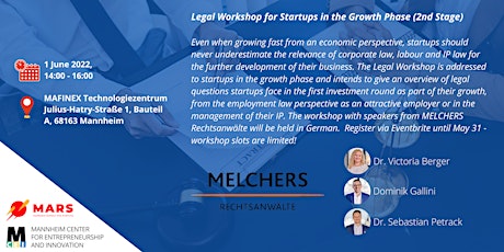 Hauptbild für "Legal Workshop" for Startups in the Growth Phase (2nd Stage)