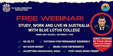 Study, Work and Live in Australia featuring Blue Lotus College tickets