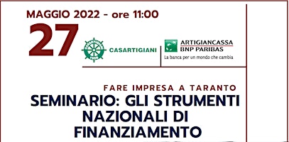 Fare Impresa a Taranto - Seminario GLI STRUMENTI NAZIONALI DI FINANZIAMENTO