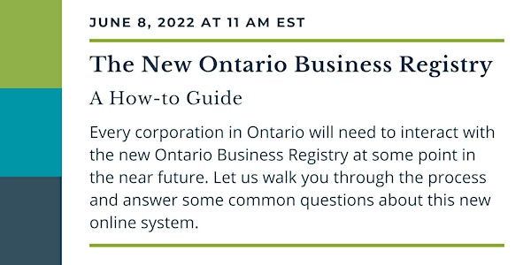 The New Ontario Business Registry: A How To Guide