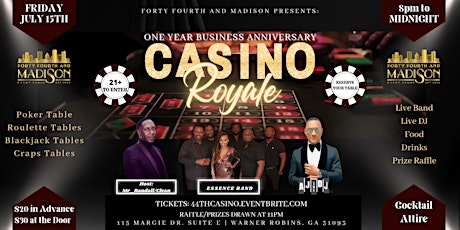 Casino Royale: 44th One Year Anniversary tickets