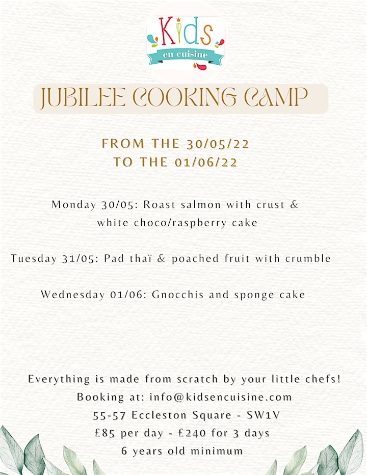 Jubilee cooking camp 30/05: Roast salmon  & white choco/raspberry cake image