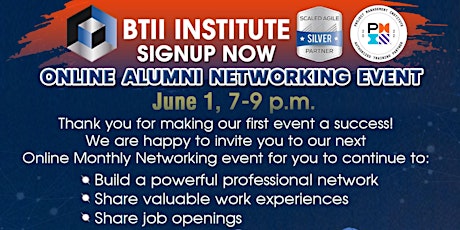 BTII Institute Alumni Online Networking Event 06-01-22 tickets