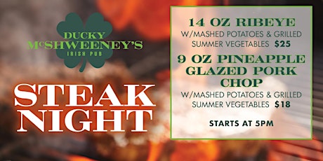 Steak Night and Live Music at Ducky's tickets
