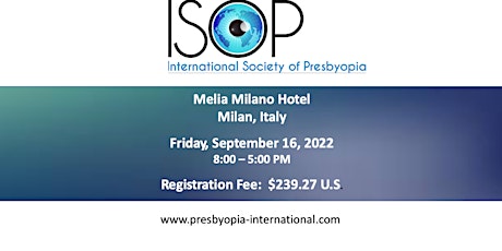International Society of Presbyopia- PRESBYOPIA 2022 biglietti