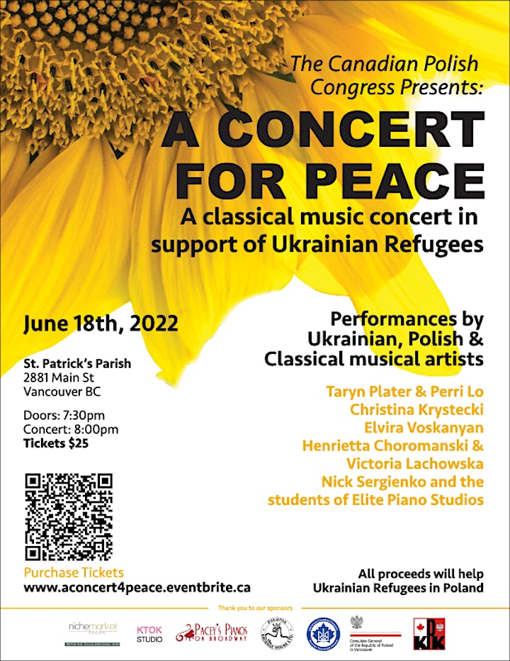 A Concert for Peace - Fundraiser for Ukrainian Refugees image