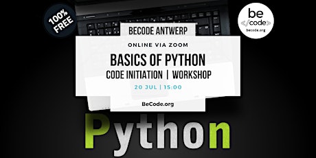 BeCode Antwerpen - Workshop - Code initiation workshop Python tickets