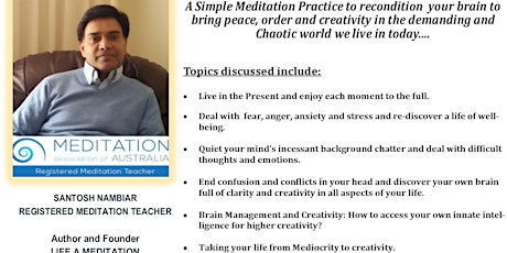  Mindfulness made simple - Life a Meditation one day workshop  primary image