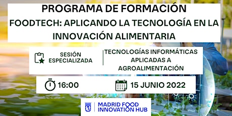 Sesión 7/8: Tecnologías Informáticas aplicadas a Agroalimentación tickets