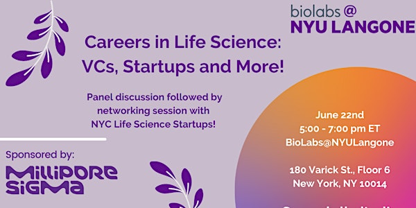 Careers in Life Science: VCs, Startups and More!