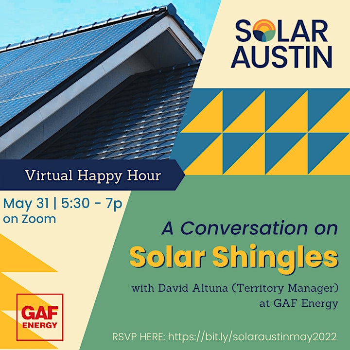 Solar Austin: May (virtual) Happy Hour - Solar Shingles 101 image
