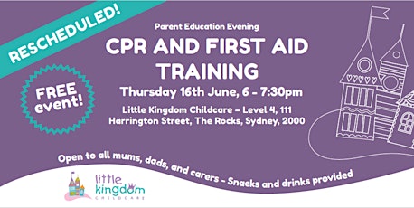 RESCHEDULED Parent Education Evening: FREE Family CPR & First-Aid Training tickets
