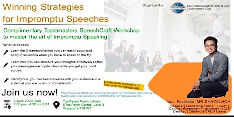 Winning Strategies for Impromptu Speeches by LCS Toastmasters Club tickets