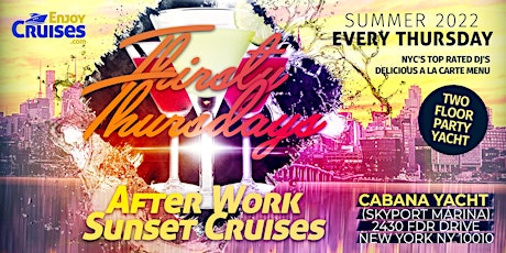 Thirsty Thursdays New York City After Work Sunset Cruises l Cabana Yacht tickets