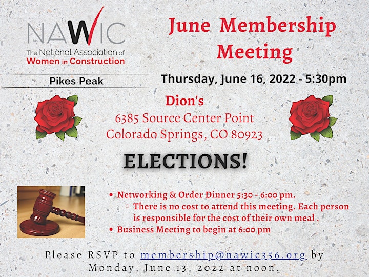 NAWIC June Membership Meeting and Elections! image