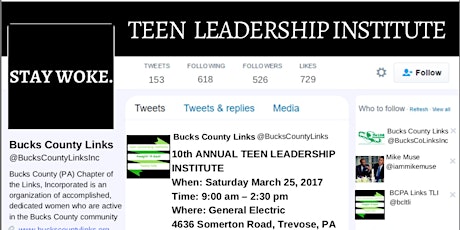 2017 Teen Leadership Institute: #STAYWOKE primary image