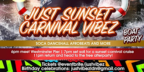 JUST VIBEZ BOAT PARTY on the Thames at sunset! tickets